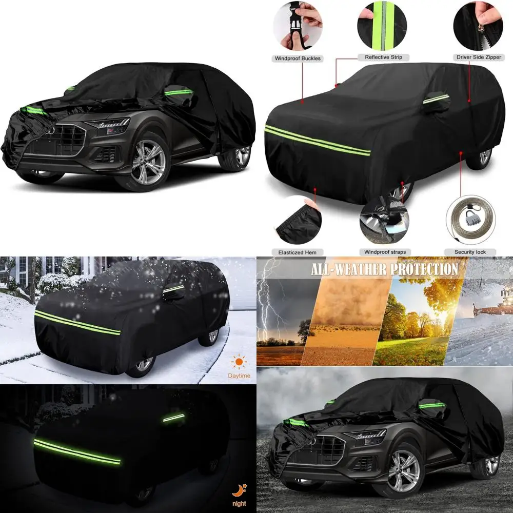 

All-Weather 6-Layer Waterproof Car Cover with Zippered Door and Windproof Bands for SUVs, 2018-2025 Model Years