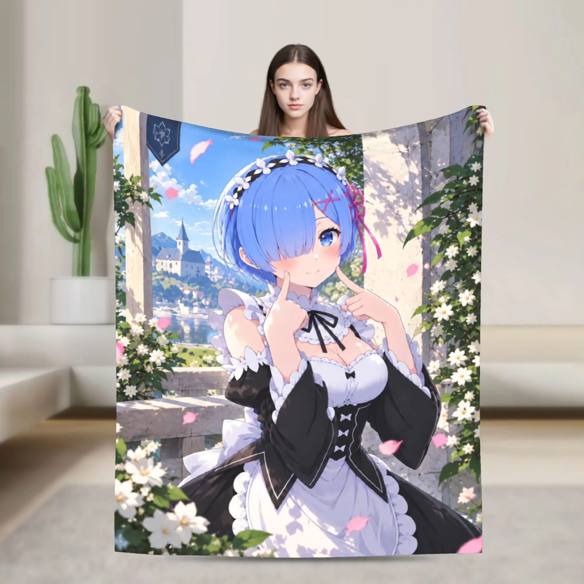 Anime Re Life In A Different World From Zero Rem Blankets Super Warm Plush Bedding Throws Bedroom Flannel Bedspread Bed Cover