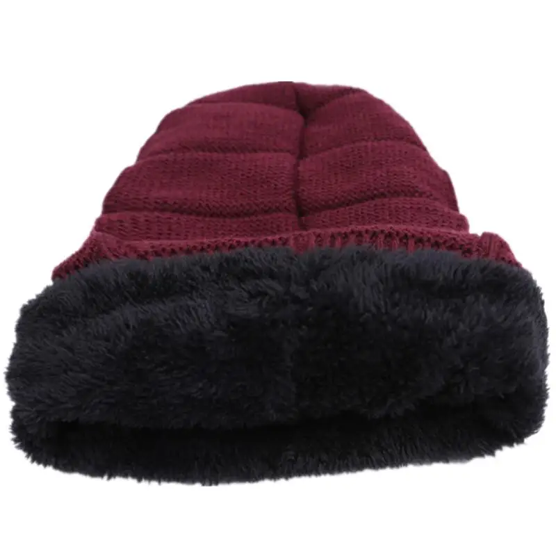 New Unisex Warm Winter Hat Fashion NC Letter Label Knitted Hats For Men & Women Add Fur Lined Thick Ski Beanie Cap