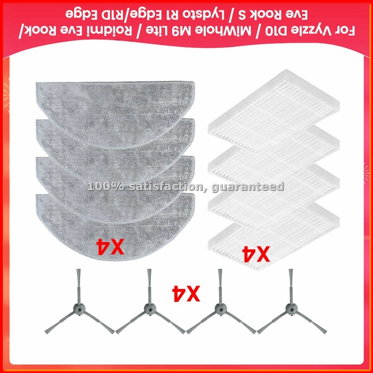 For Vyzzle D10 / MiWhole M9 Lite / Eve , Eve S / R1 Edge, R1D Edge Parts Filter Side Brush Mop-ABLM