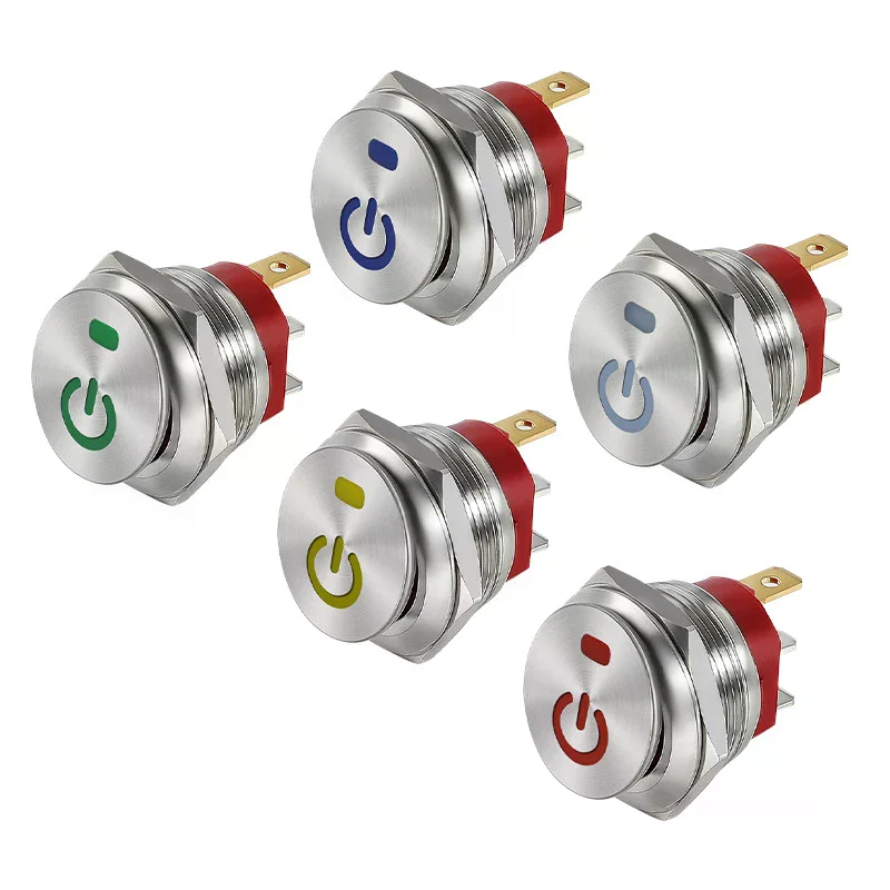 22MM Button Stainless Steel Rocker Switch 12-24V/20A Toggle Switch 220V/15A ON-OFF Self-locking 3-Pin Button Apply To Car Boat