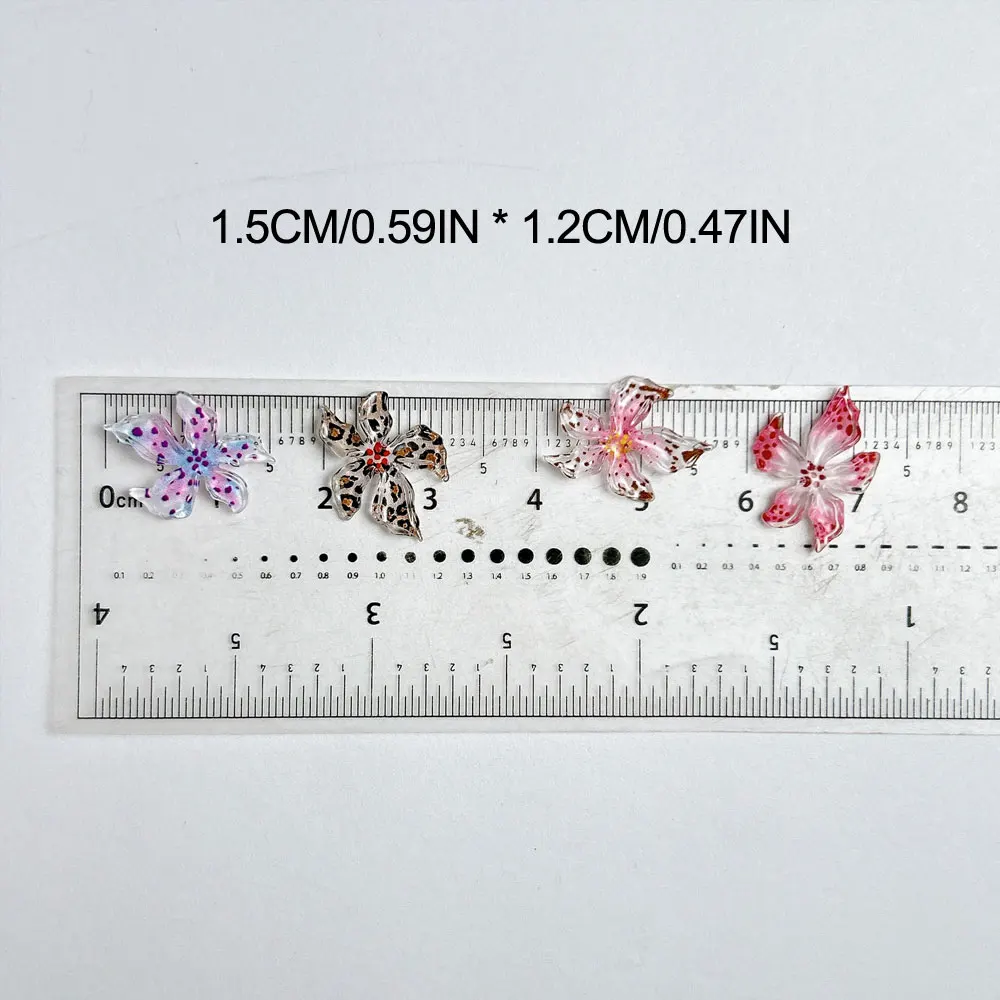 20pcs Flat Lily Flower Nail Art Charm 3D Ice Crystal Devil's Flower Nail Decoration DIY Mixed Five Petal Flower Nail Accessories