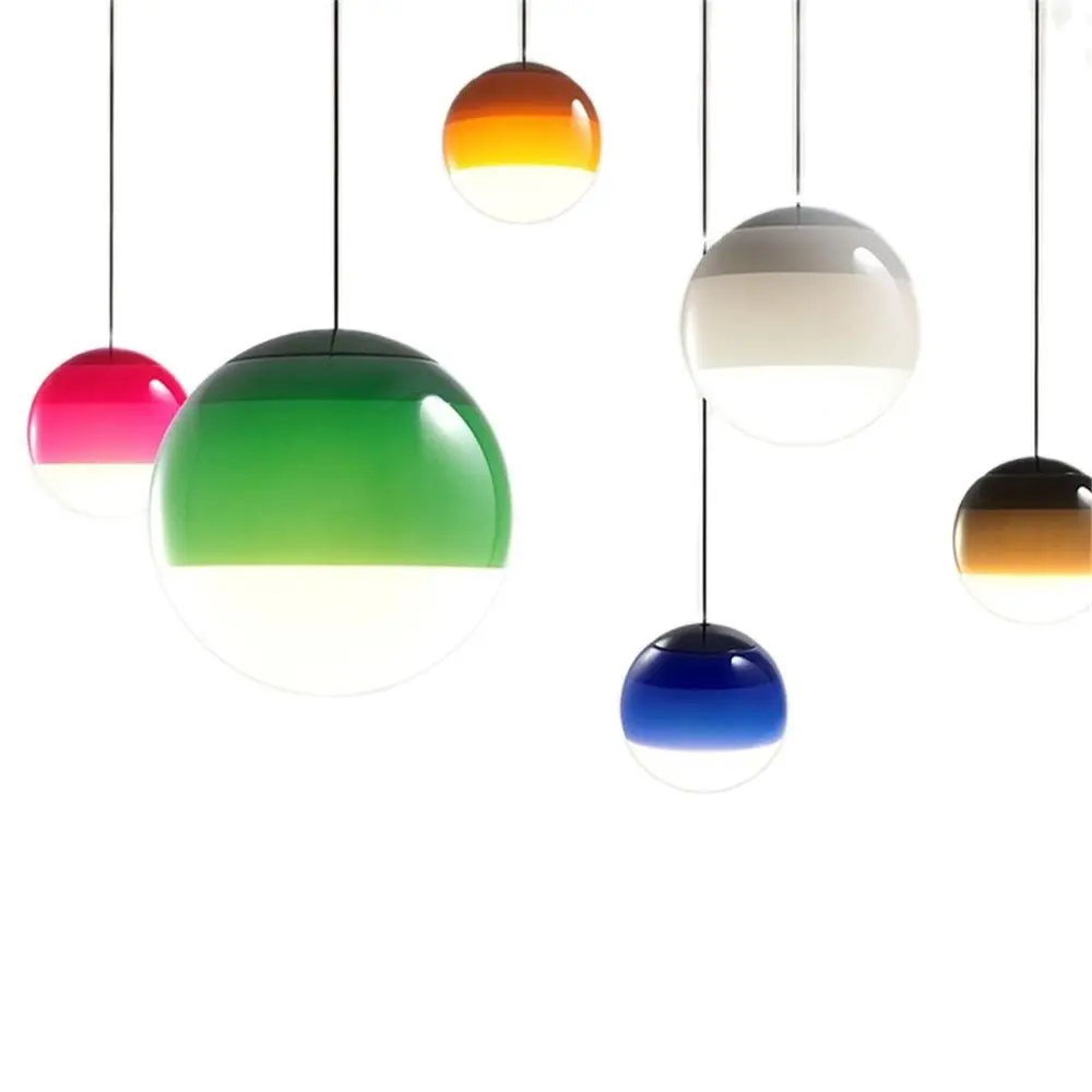 Nordic Gradient Glass Ball Pendant Light Modern LED Hanging Lamp Dining Bedroom Restaurant Creative Balloon Suspension