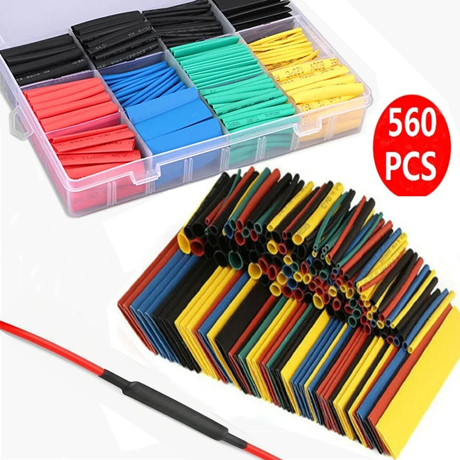 530/127pcs Heat Shrink Tubing Sleeves Polyolefin Set 2:1 Shrink Ratio for Wires Cables Multicolor Sleeves