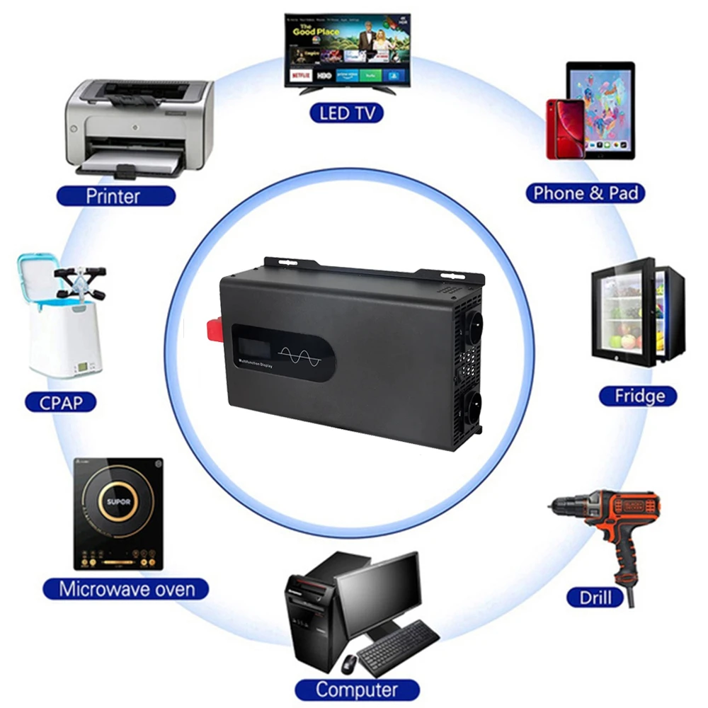 Imagem -06 - Inversor de Onda Senoidal Pura 12kw 12v 24v 48v 72v 96v para ac 220v 110v 10000w 12000w Inversor de Energia Solar 50hz 60hz Conversor de Tensão
