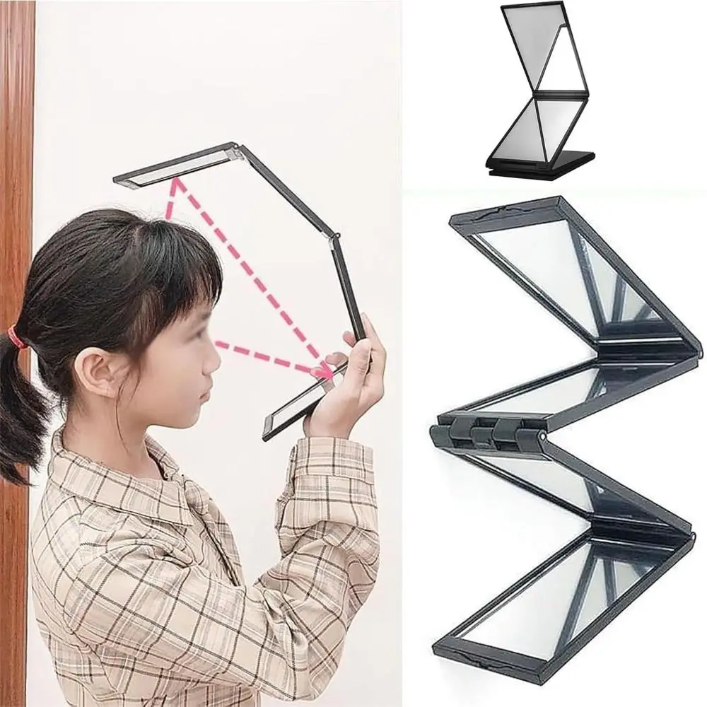 360-Degree Viewing Angle Multi Angle Folding Mirror Portable Foldable Trifold Mirror Handheld 4 Way Mirror for Self Haircutting
