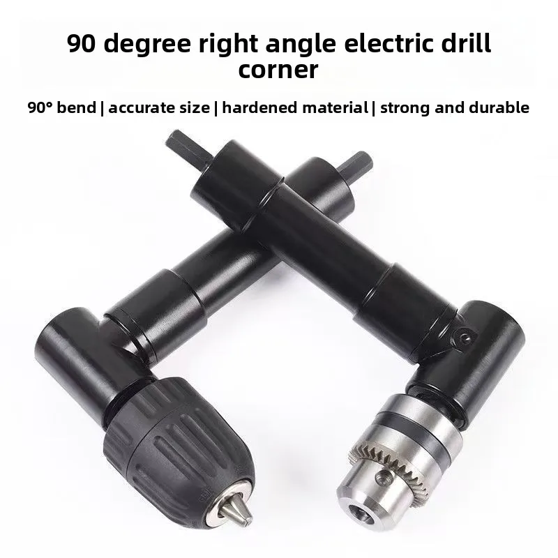 90 Degree Electric Drill Right Angle Corner Tool Aluminum Alloy Iron Chuck Adapter Turning Tool for Narrow Space Drilling