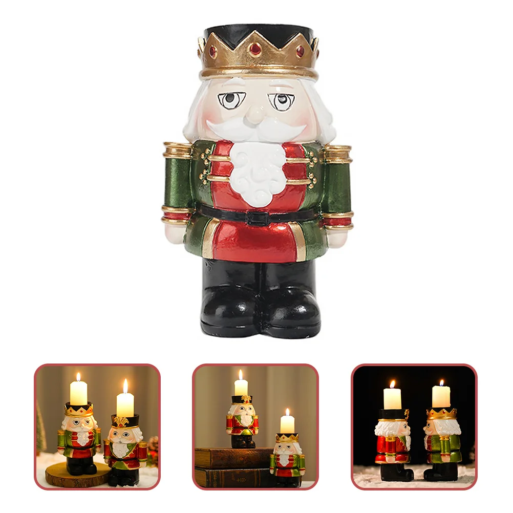 

Nutcracker Holder Resin Christmas Decoration Tabletop Stand Creative Desktop Ornament Warm Holiday Party Adornment