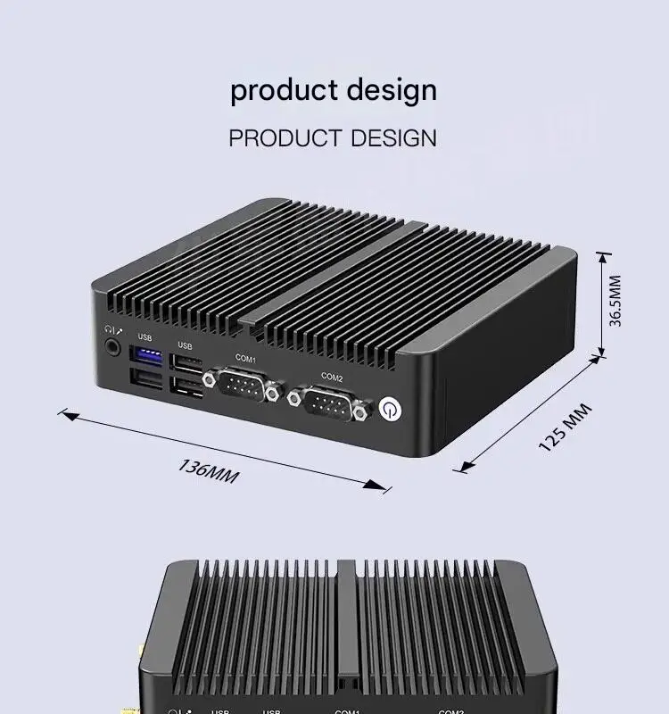 N2840 Mini Industrial PC, Dual-Network Dual-Serial Low-Power Linux Commercial Ubuntu Embedded Fanless RS458/232 Computer, 4G Net