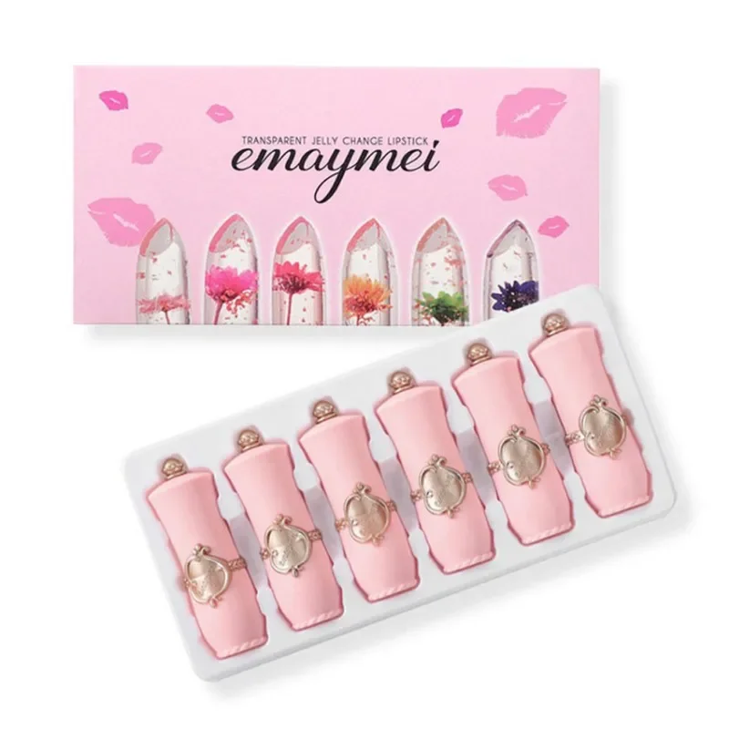 6pcs pink lip balm set Lips tint Pink lip gloss Not Easy To Fade pink Lipstick Moisturizing Lip Balm make up box free ship