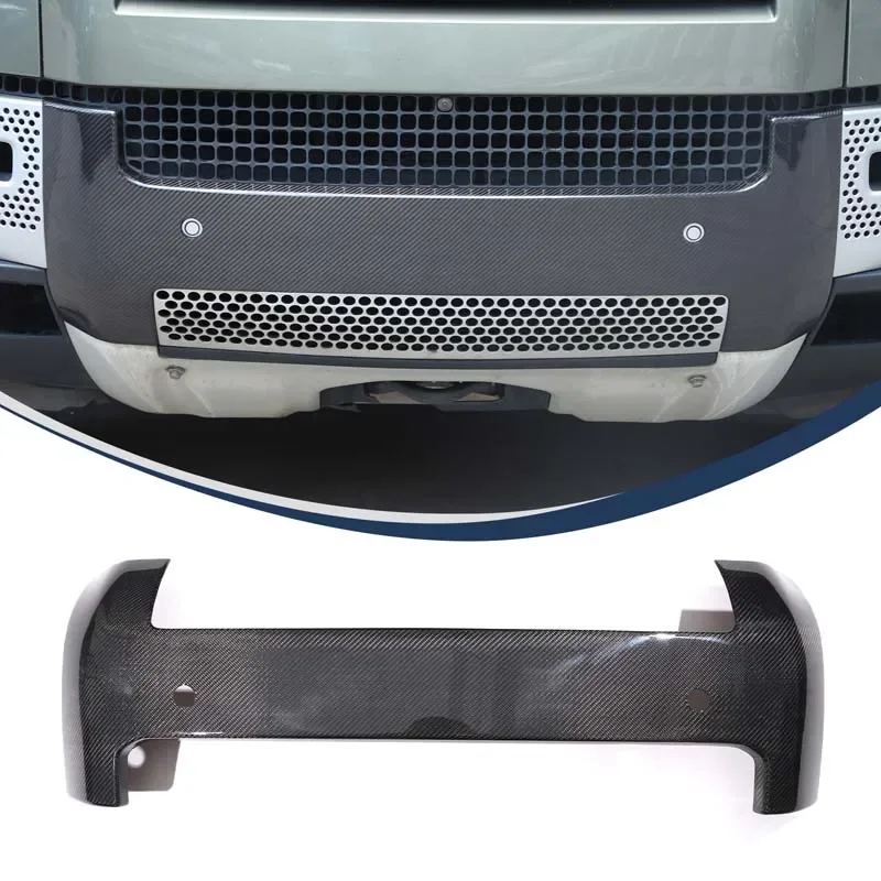 For Land Rover Defender 90 110 2020+ Real Carbon Fiber Car front bumper license plate base panel decorative sticker accessories