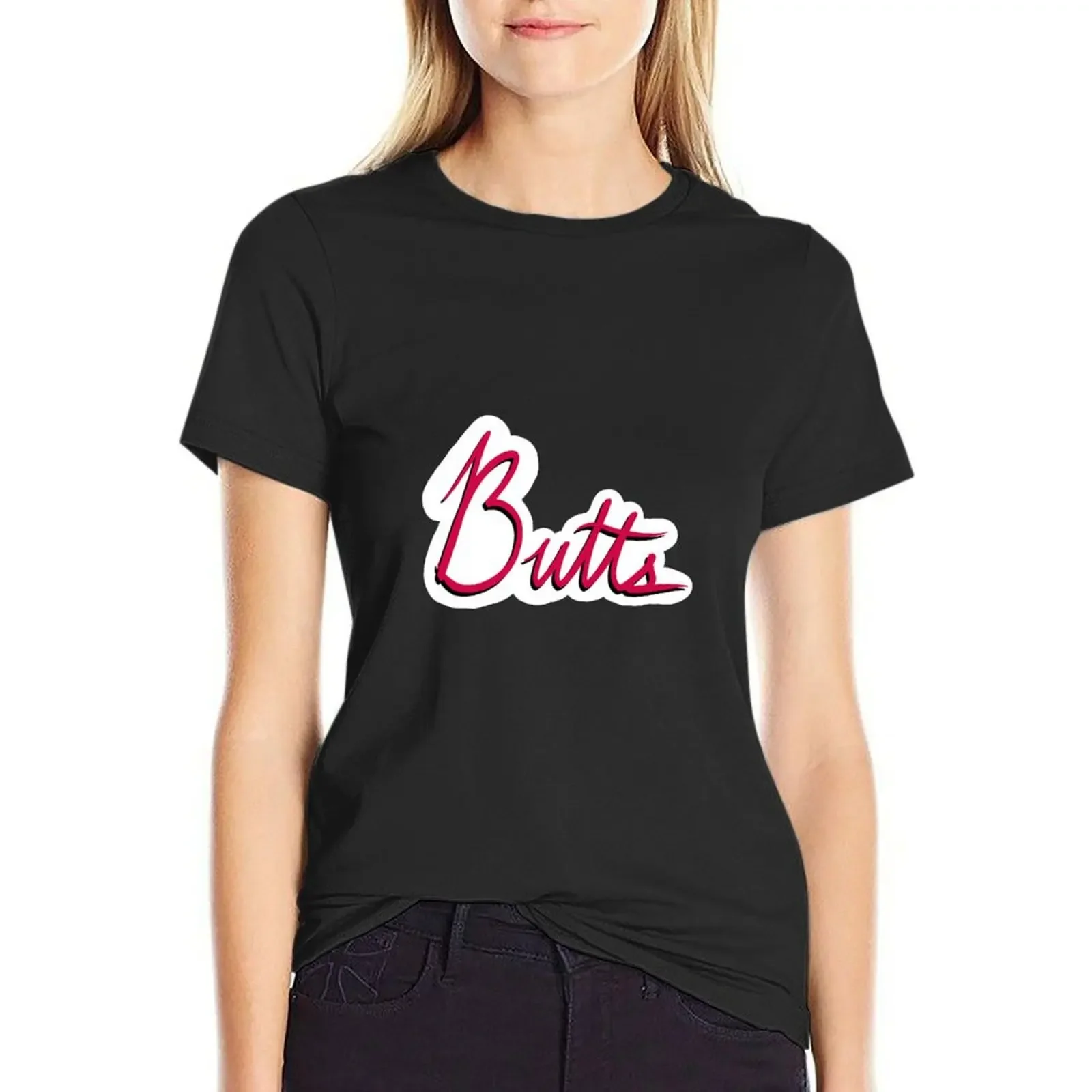 

Butts, with Shadow and White Border T-Shirt funny animal print blacks hippie clothes t shirts for Women graphic