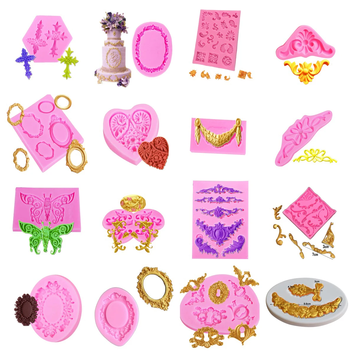M2059 Retro Roma Relief Classical Key UV Resin Silicone Mold Fondant Chocolate Candy Gumpaste Lollipop Crystal Epoxy Soft Clay