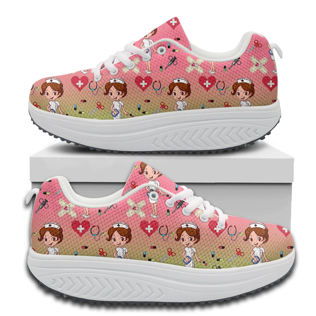 Gradient Pink Kawaii Nurse Tool Pattern Autumn Winter Sport Shoes Outdoor Travel Breathable Woman Brand Sneakers Print On Demand