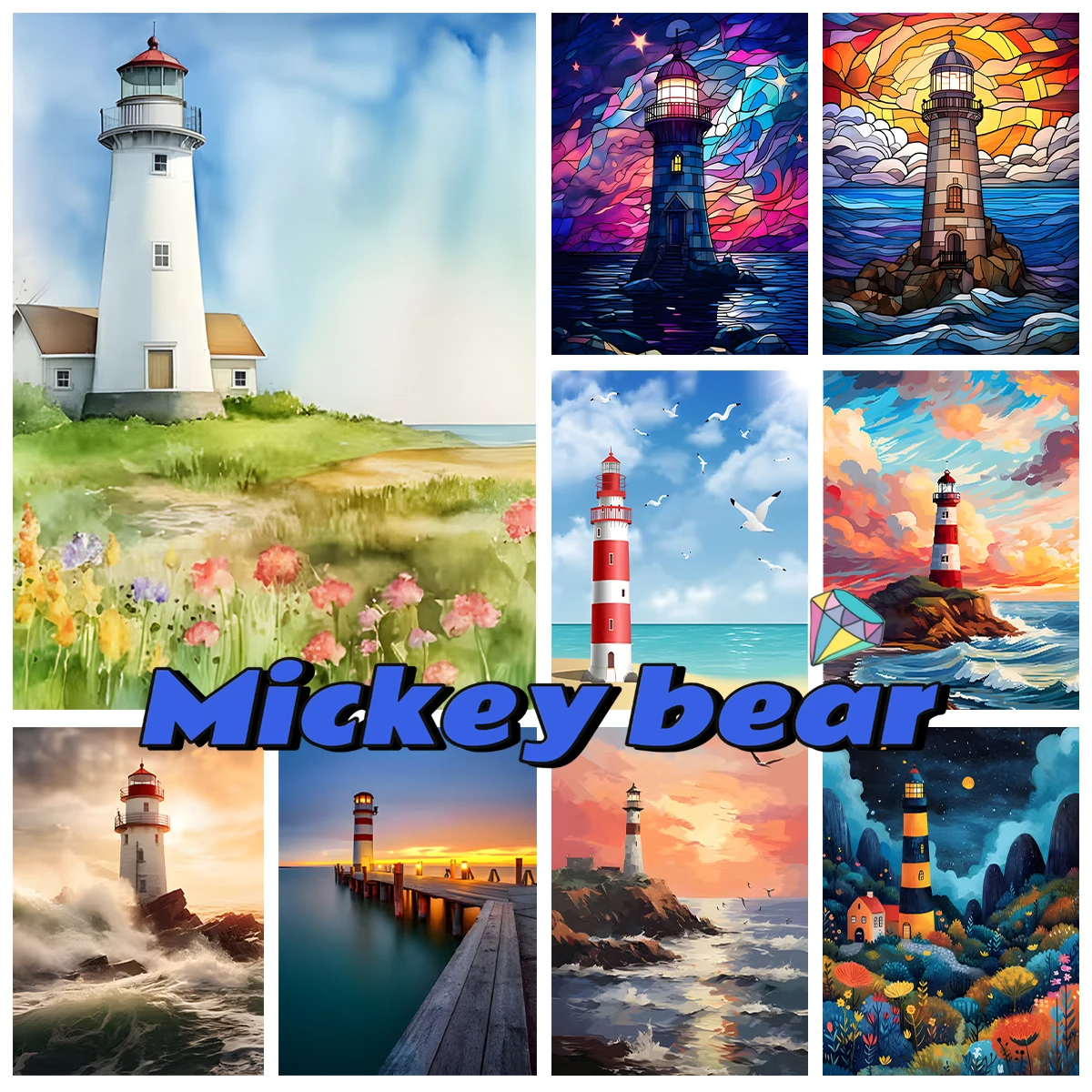 

Lighthouse Diamond Painting Ocean Landscape Mural Diy Diamond Embroidery Cross Stitch Hand Adult Gift Classic Home Wall Decor