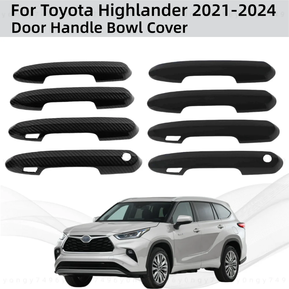

ABS Carbon Car Upgrade Accessorie Plated Exterior Door Handle Cover Trim Paste Style For Toyota Highlander 2021 2022 2023 2024