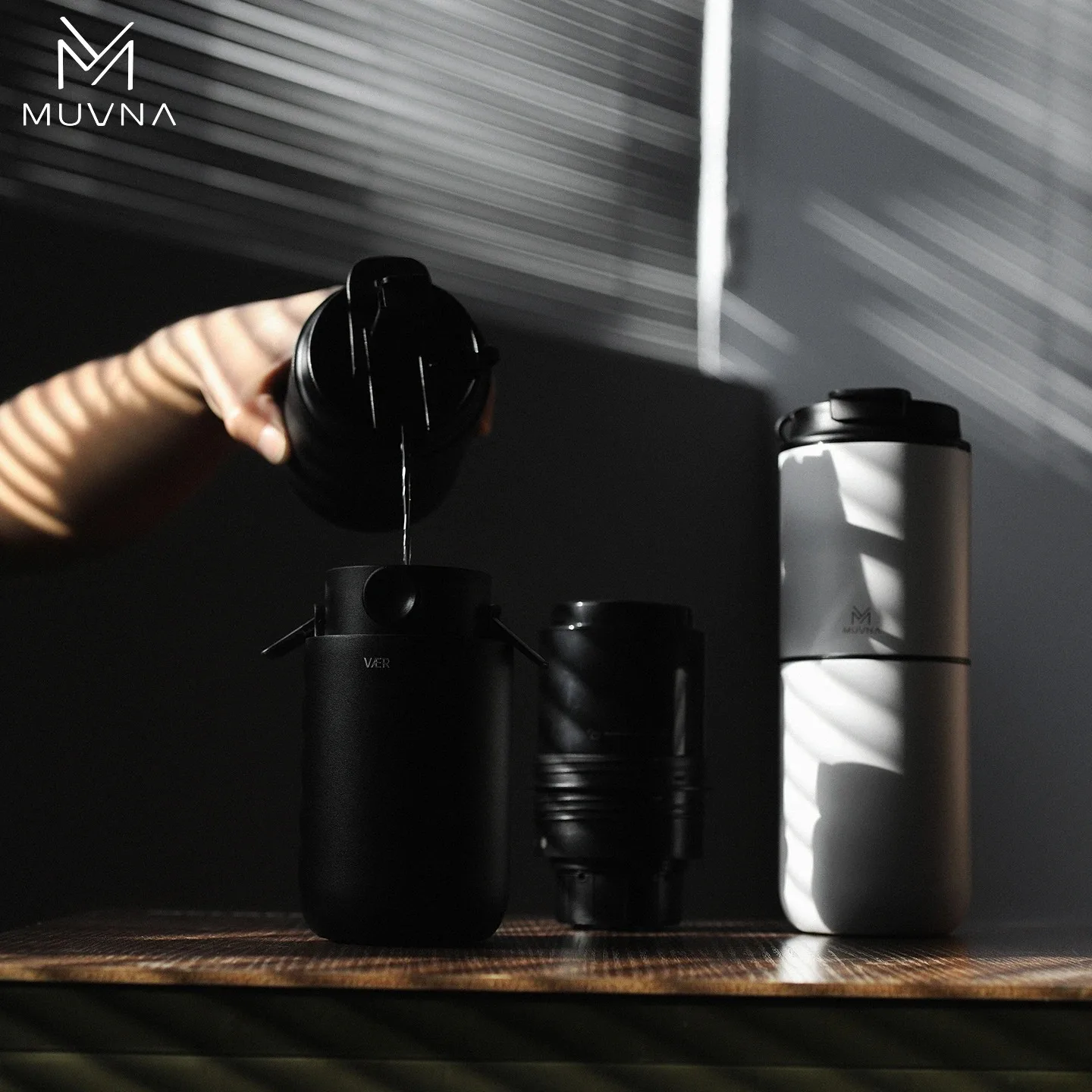 MUVNA Portable Electric Coffee Grinder/Drip Brewer/Coffee Machine,All-in-One Travel Mug for Outdoor Hand Drip Espresso Camping