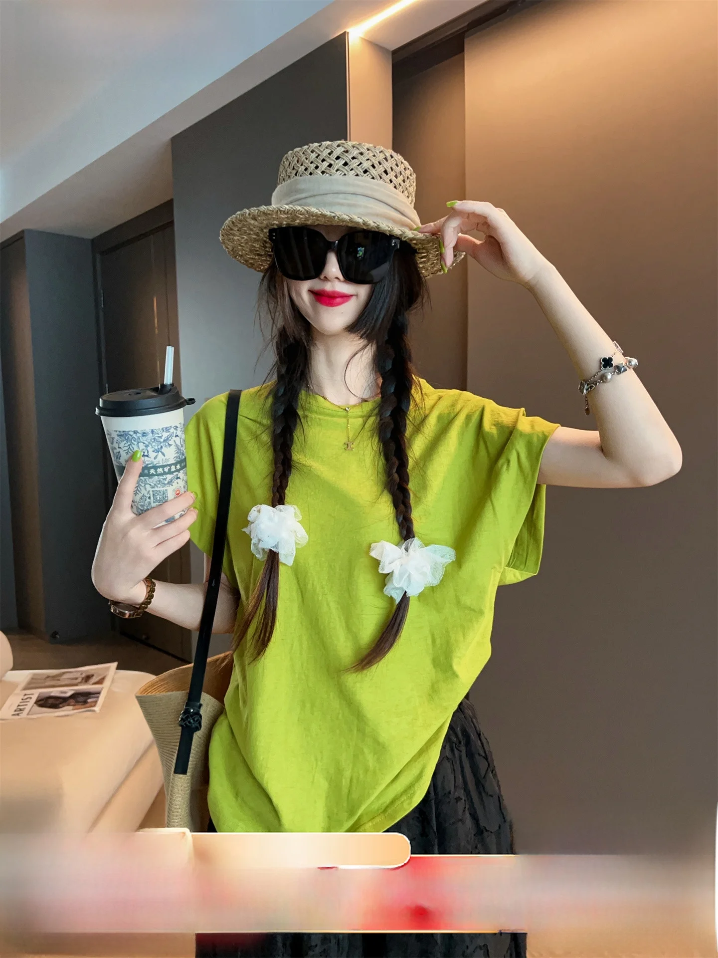 

Женская футболка Faion Slim ort Sve, лето 2023, новый свободный повседневный универсальный топ, круглый цвет Ne для поездок на работу