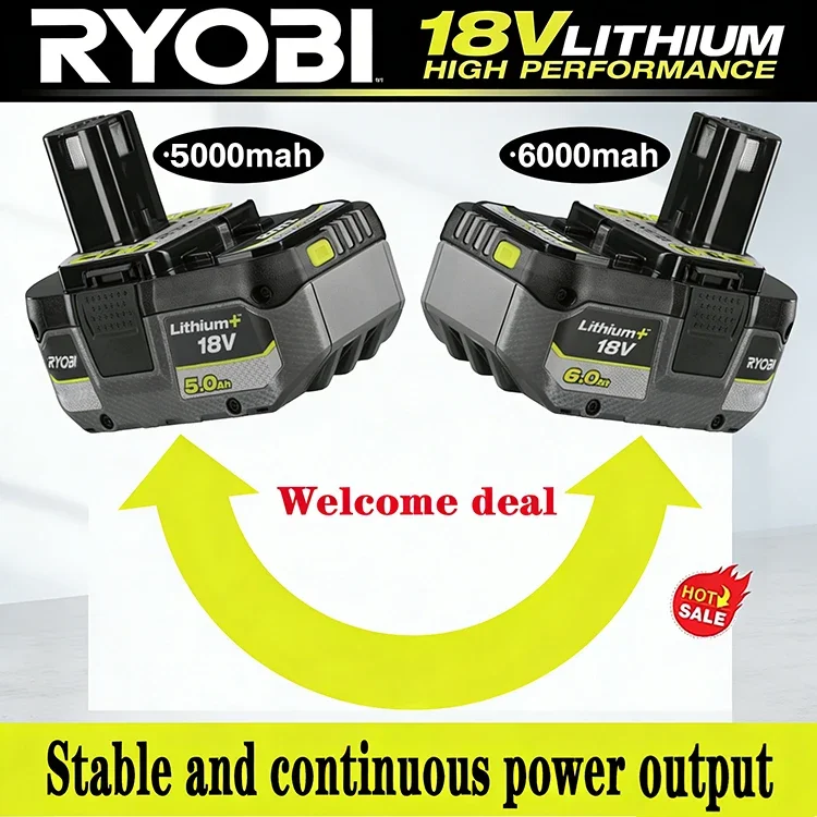 New RYOBI 18V 6.0Ah 8.0Ah ONE+ Premium Lithium Rechargeable Battery New Upgrade Shockproof Long Endurance Cordless Tool Battery