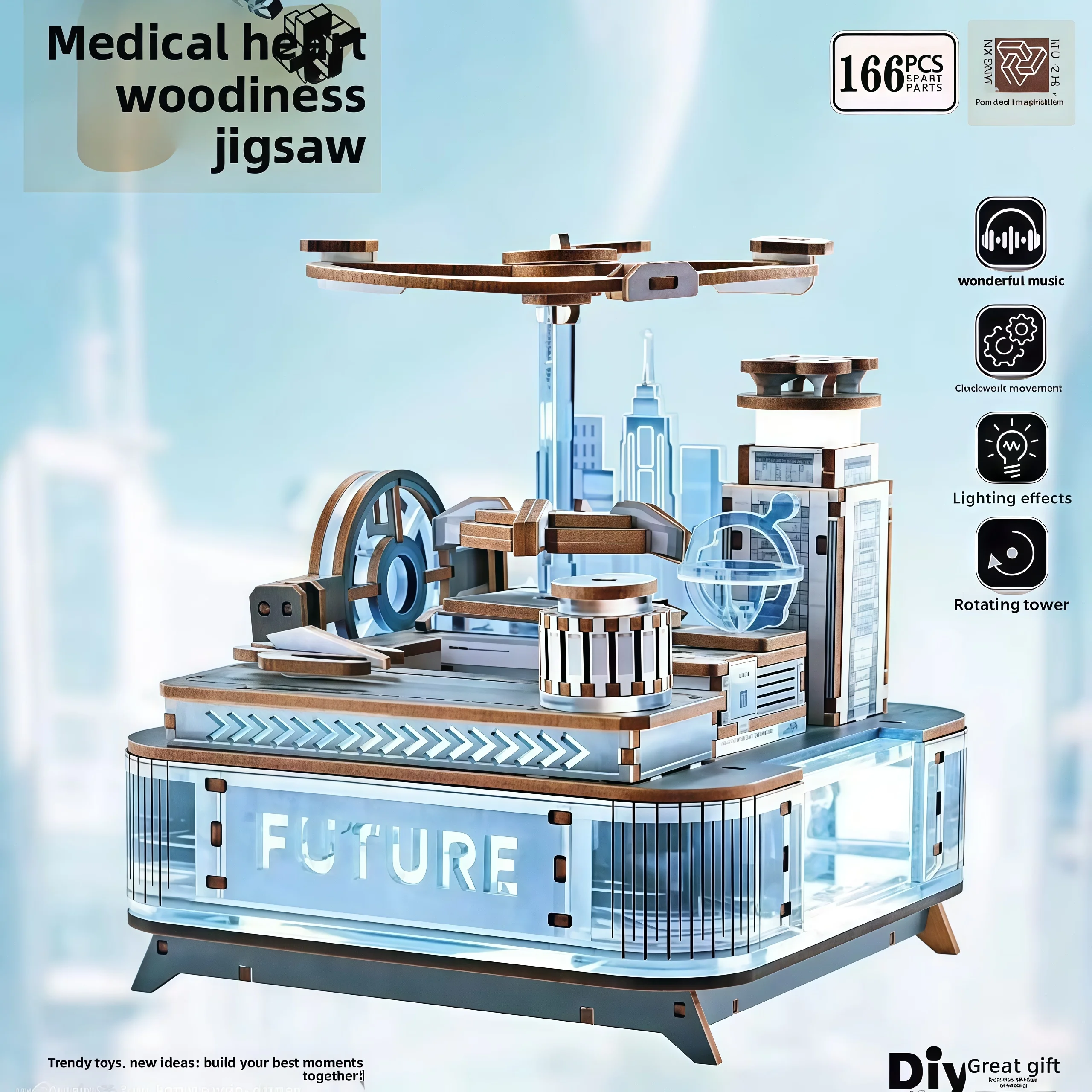 手作りDIY木製ほぞ穴とほぞ接ぎミニチュアシーン3D自立型ハウスモデルギフト