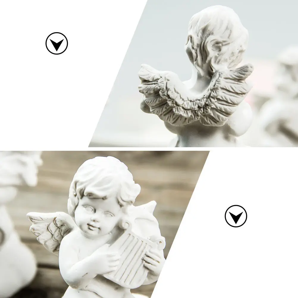 4Pcs Lovely Cupids Resin Ornaments Small Size Sculpture Decor for Atelier Drawing Models Home Office Car Table Styling Display