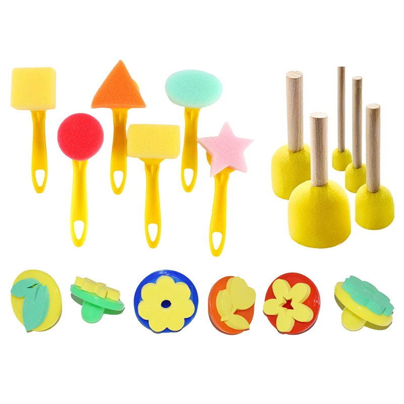 Children Drawing Toys Painting Sponge Mushroom Head Geometric Pattern Seal Parent-child Interaction Brain-boosting Toys TMZ