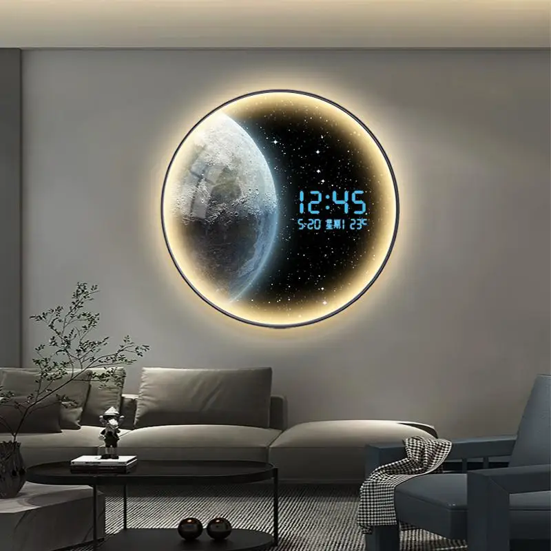 Starry Sky Luxury Living Room Decor LED Electronic Clock Wall Art for Dining Room Bedroom Entrance Hanging Paintings