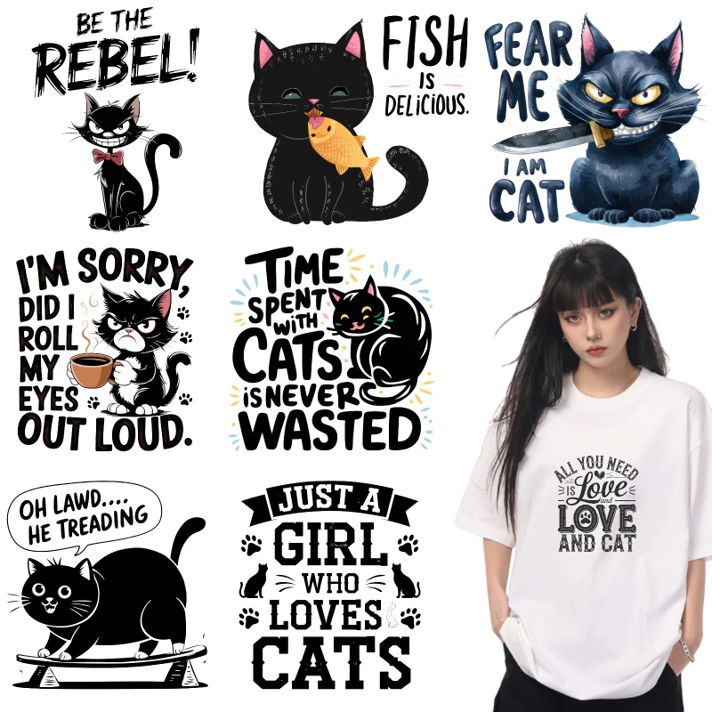 2PCS Be The Rebel Fish Is Delicious Fear Me I Am Cat I'm Sorry Did I Roll My Eyes Out Loud Time Spent With Cats Is Never