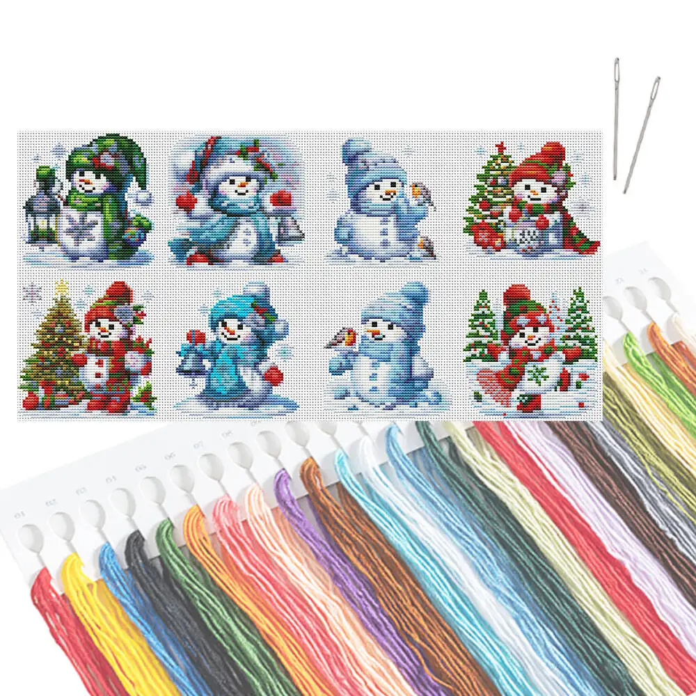 

HUACAN 8 шт. мини-вышивка крестиком Снеговик узоры креста Рождественский набор для вышивания украшение дома современный