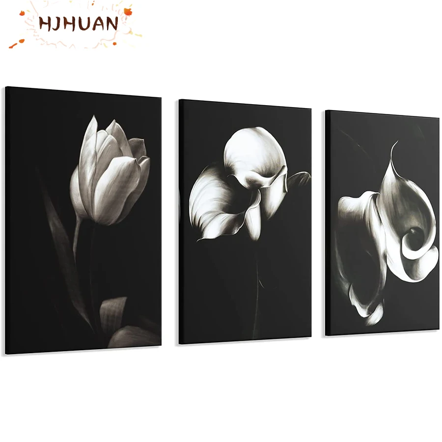 

3pcs Black and white landscape, calla lilies Diamond Painting Full Square Diamond Rhinestones Mosaic Cross Stitch Home Decor