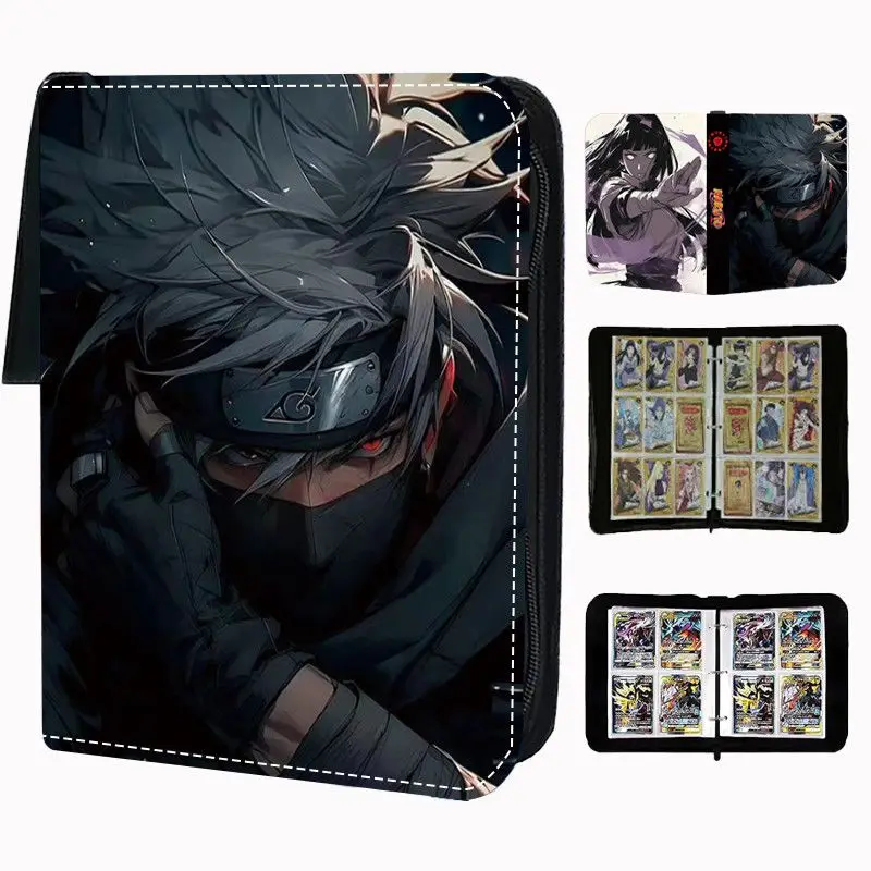 ナルトカードバインダー 4/9ポケットトレーディングカードホルダー アニメカードバインダー 50枚のインナーページ付き ジッパーホルダー 最大900枚収納可能 おもちゃギフト