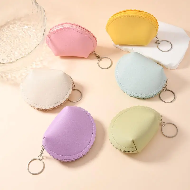 

Original Headset Bag Coin Case, Simplistic Shell Design Half-Circle Coin Purse, Uncommon Dumpling-esque Key Holder