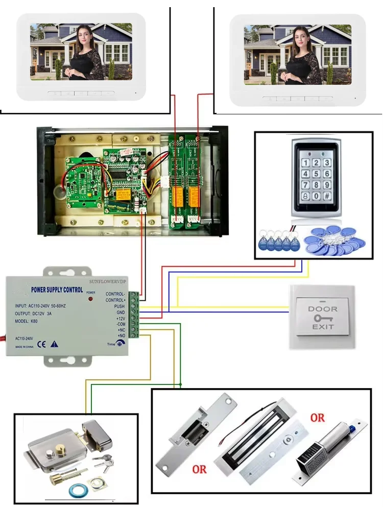 Комплекты дверных звонков для зданий от 2 до 6 единиц, RFID-пароль, доступ к видеодомофону, видеодомофон для домашней безопасности на плоской подошве