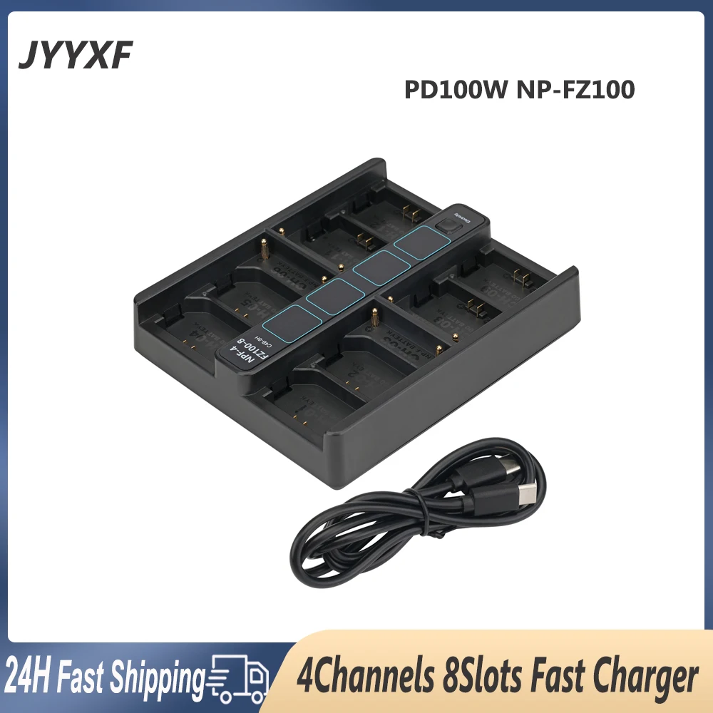 

Peima 4-Channel 8 Slots Battery Charger PD100W Fast Charging For Sony NP-FZ100 A7R5 A7S3 A7M3 A7C2 A7C A7R4 Camera Accessories