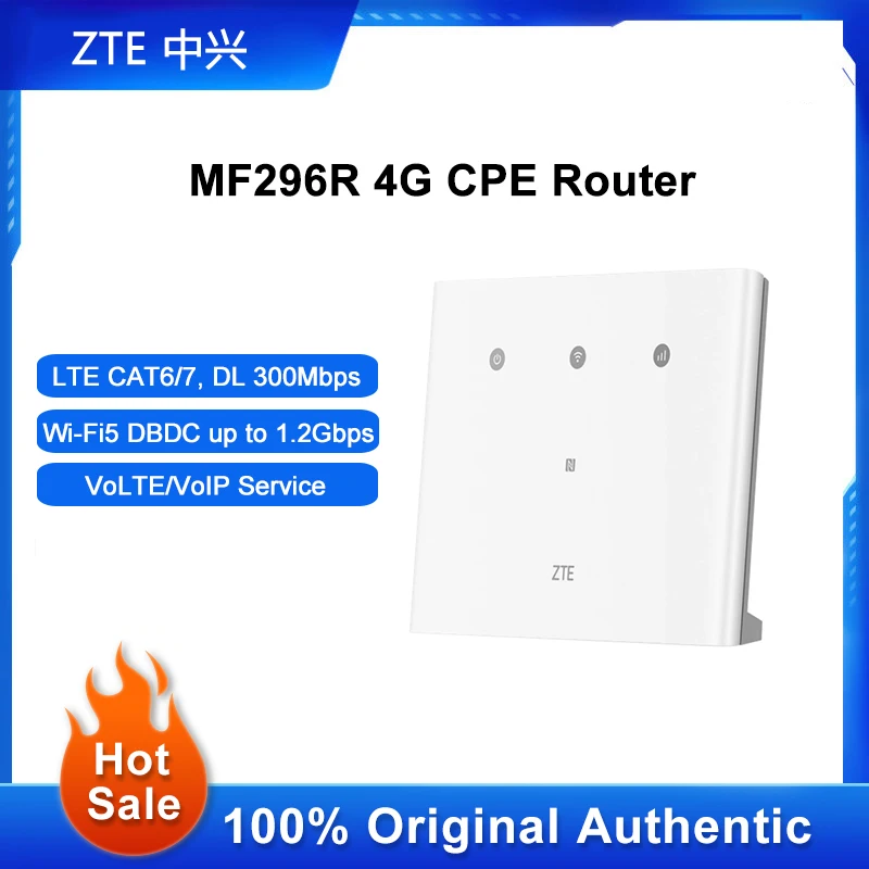 Router WiFi ZTE MF296R 4G CPE, tidak terkunci 300Mbps Cat 6 penguat sinyal nirkabel VoLTE/VoIP Service Repeater dengan Slot kartu Sim