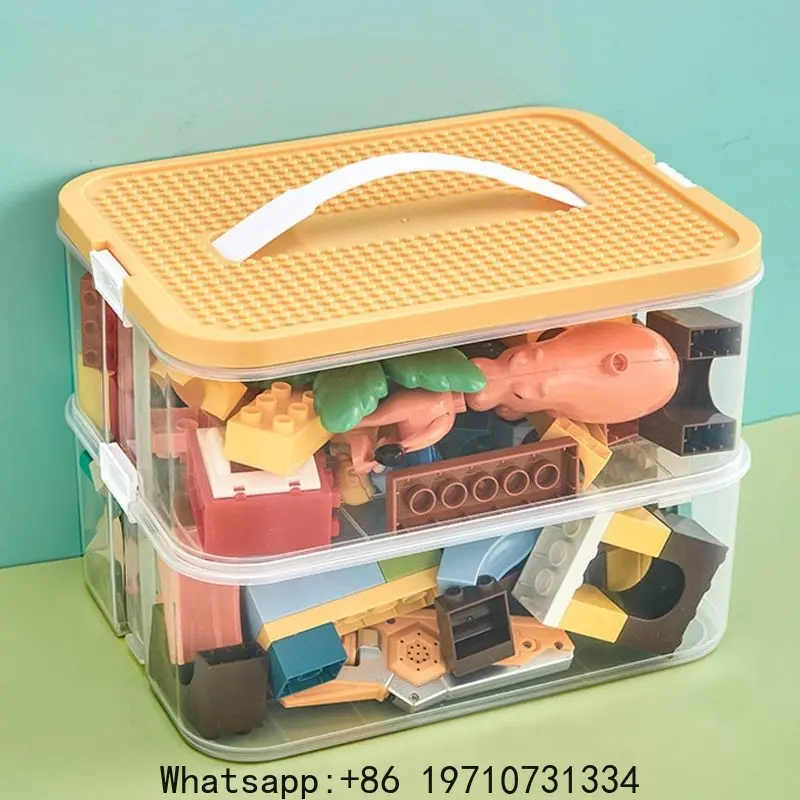 Building Blocks Toys Storage Box for Lids Brick Shaped Plastic Kids Bin Child Toy Containers Sundries Stackable Organizer