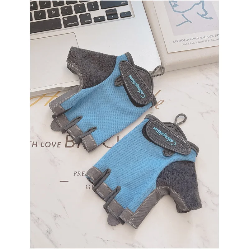 Men Women Summer Equipment Training Yoga Half Finger Ice Silk Letter Mitten Gym Fitness Non Slip Sport Bicycle Cycling Glove