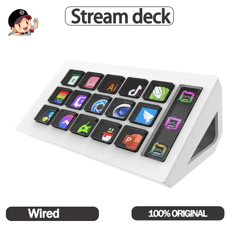 2024 New Streamdeck Visual Keyboard Lcd Button Custom Button 15 Key Real Time Content Creation Controller Windows/ios/android