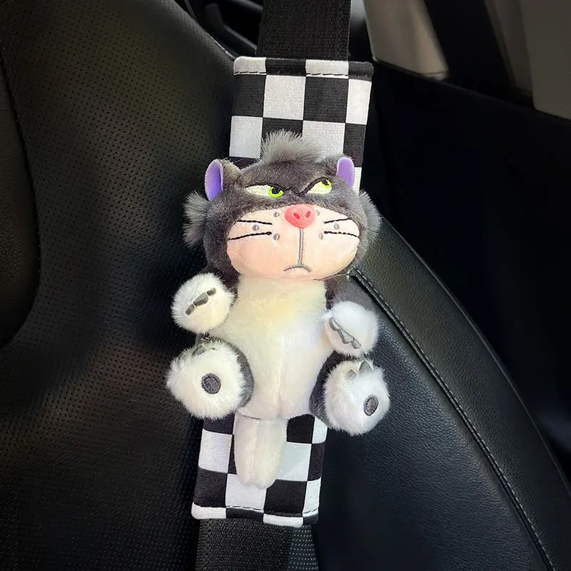 Lucy Cat Car Seat Belt Shoulder Cover Cute Universal Car Cartoon Kitten Car Interior Decoration Safety Belt Car Accessories