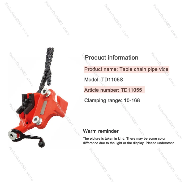 TD1105S2.5/S4/ S5/S6 Desktop Chain Pipe Table Vice with Cast Iron Base and Crank 6 Inch Screw Bench Manuel Vise Holding Bending