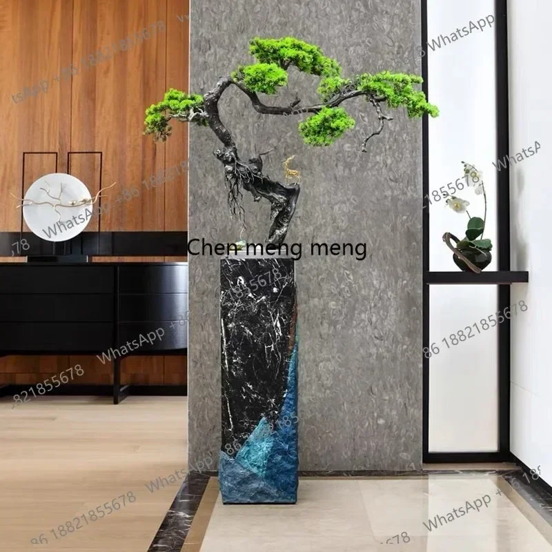 AB03Simple, light luxury decoration, large floor-to-ceiling welcome pine water ornament next to the TV cabinet in the living roo