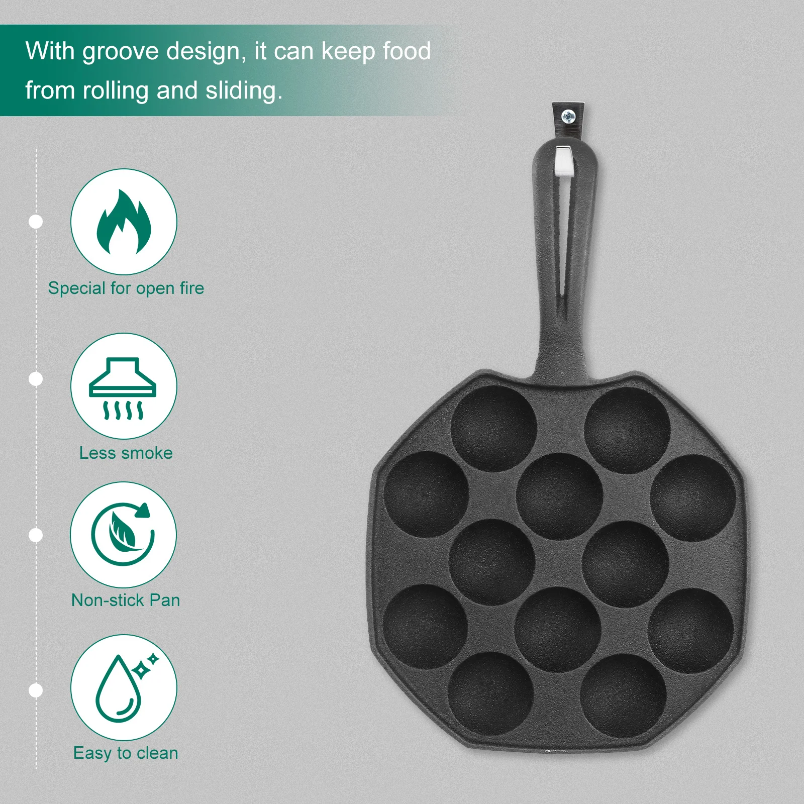 

Чугунная антипригарная форма на 12 ячеек для тараканьиейки, кейк-попсов, начиненных блинов и японского гриля