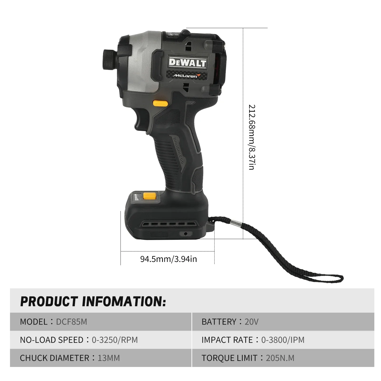 

DEWALT DCF85M 20V Brushless Electric Screwdriver | 205Nm Torque 0-3250RPM 13mm Chuck Stepless Speed Power Tool