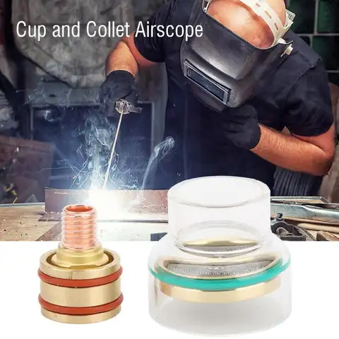 Gas Lens Glass Cup Welding Torch Kit Argon Arc Tool Accessories for WP-17/18/26 Welders Welding Tig Cup Nozzle Kit