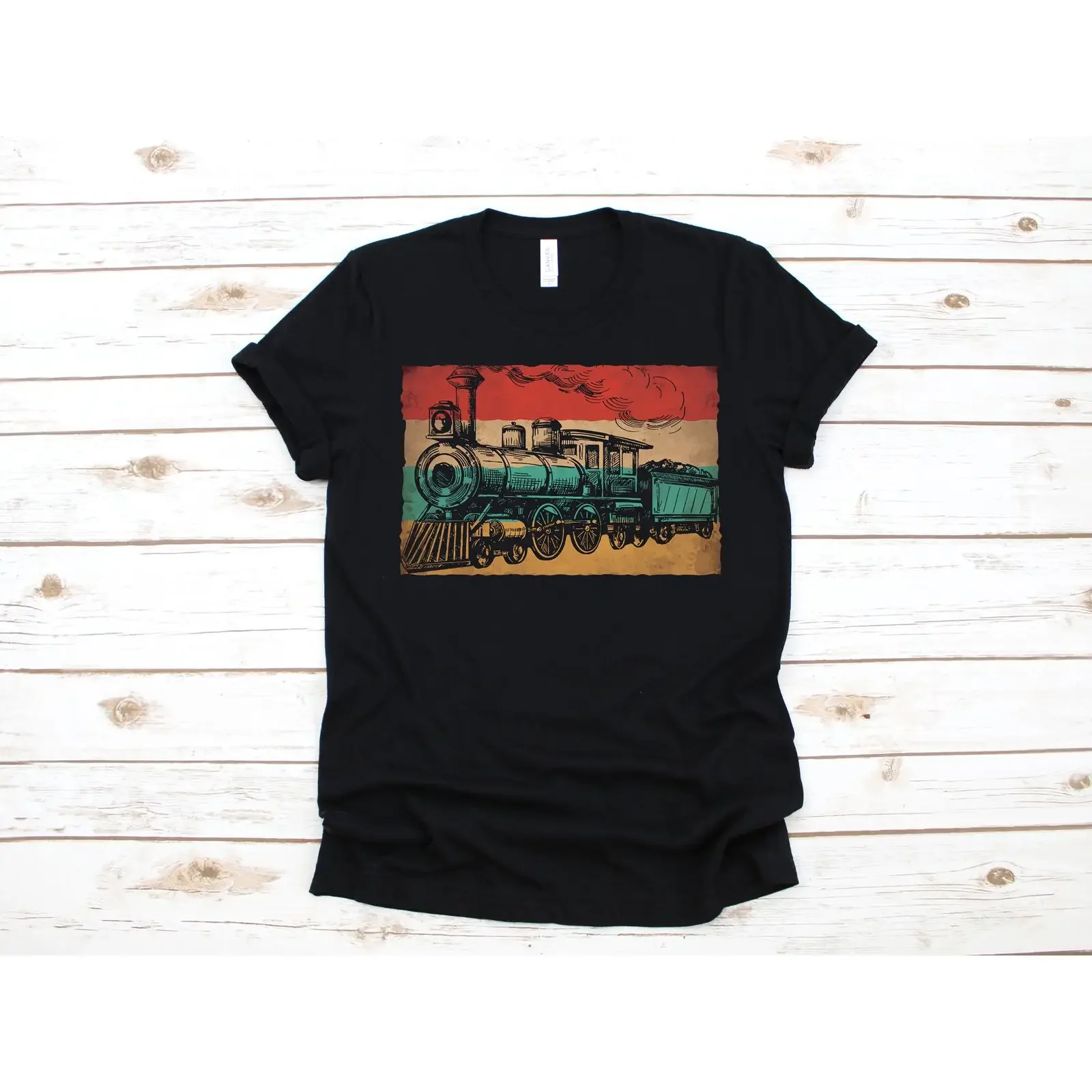 Retro Train Conductor Railroad Locomotive T Shirt SweaT Long Sleeve Child Apparel  vintage Washed streetwear Unisex graphic