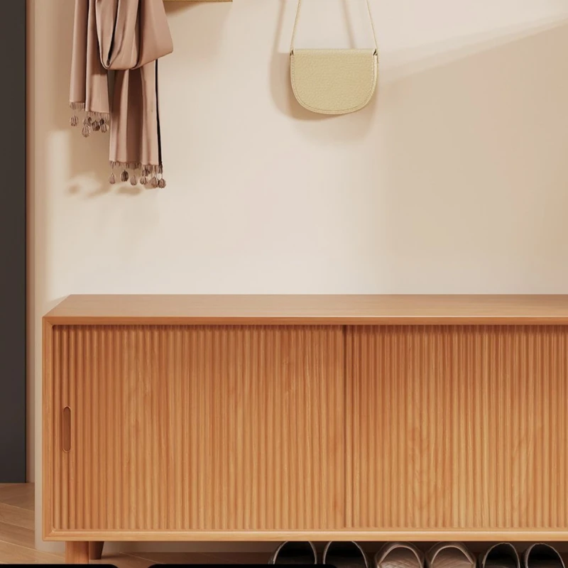 Solid wood home shoe change shoe cabinet, shoe rack integrated double-layer Japanese sitting