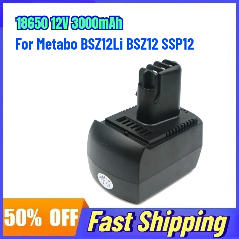 18650 12V 3000mAh Rechargeable Battery for Metabo BSZ12Li BSZ12 SSP12 Drill Impact Drill Electric Saw Lithium Battery