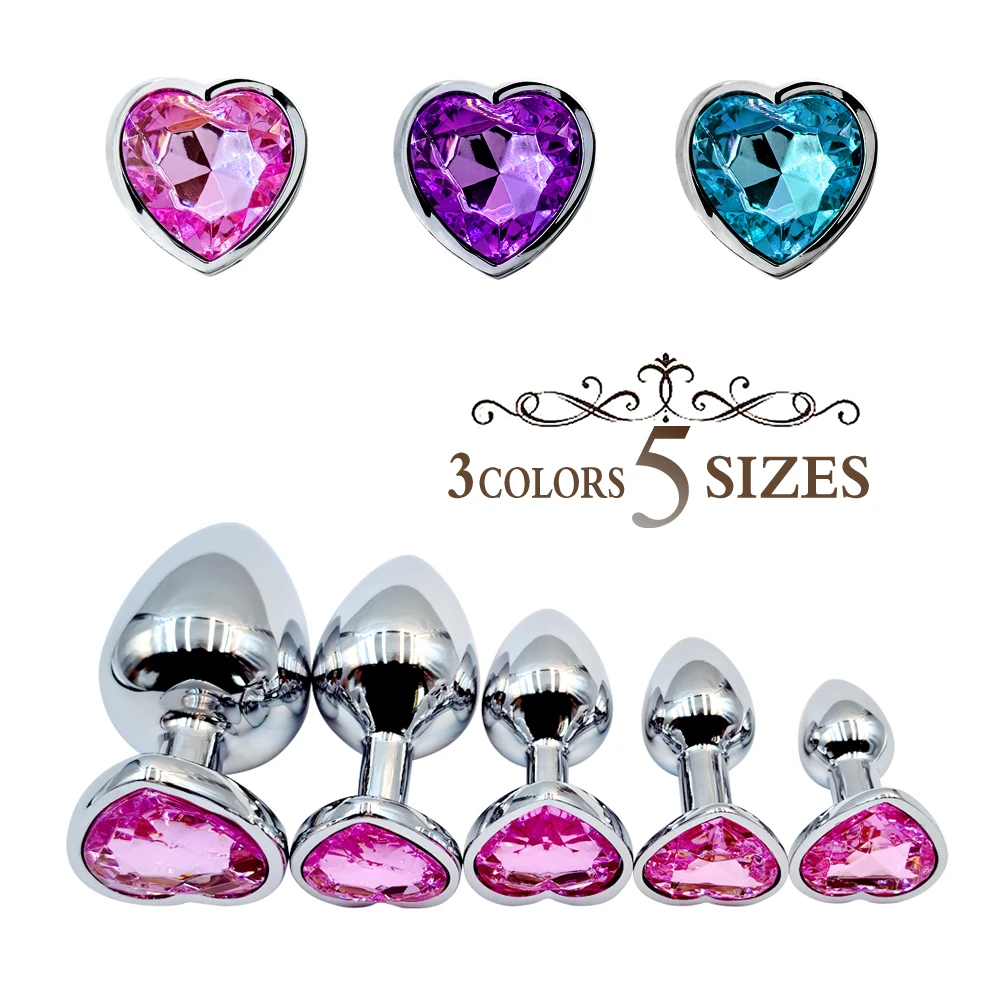 المكونات المعدنية الشرج القلب كريستال المبتدئين للخبير 5 حجم بعقب المكونات الكبار لعبة الذيل الإناث/الذكور قضبان اصطناعية الجنس لعب الأزواج الكبار لعبة