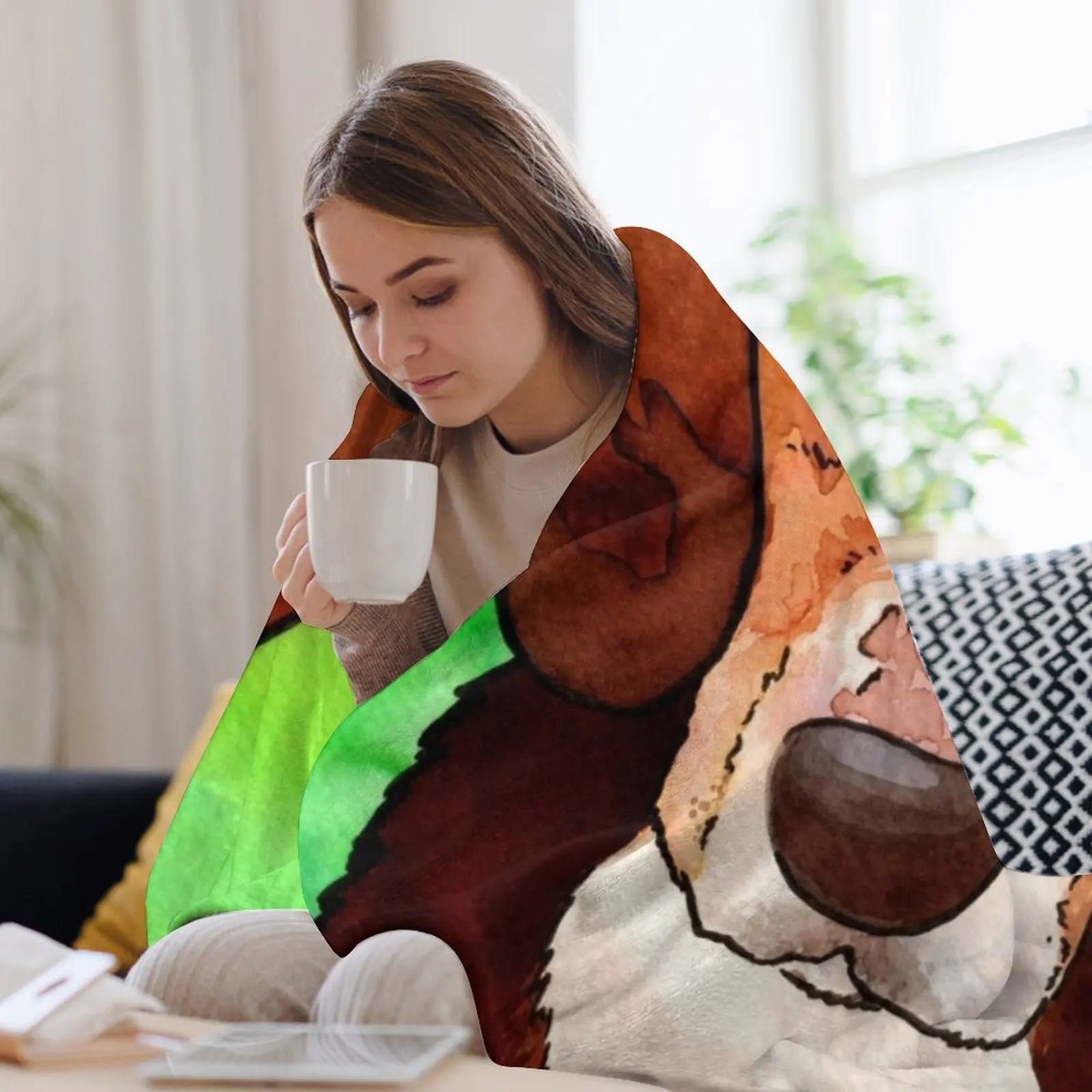 الحلو الكلب المائية اللوحة رمي بطانية تأثيري أنيمي لطيف للأريكة رقيقة البطانيات السياحية