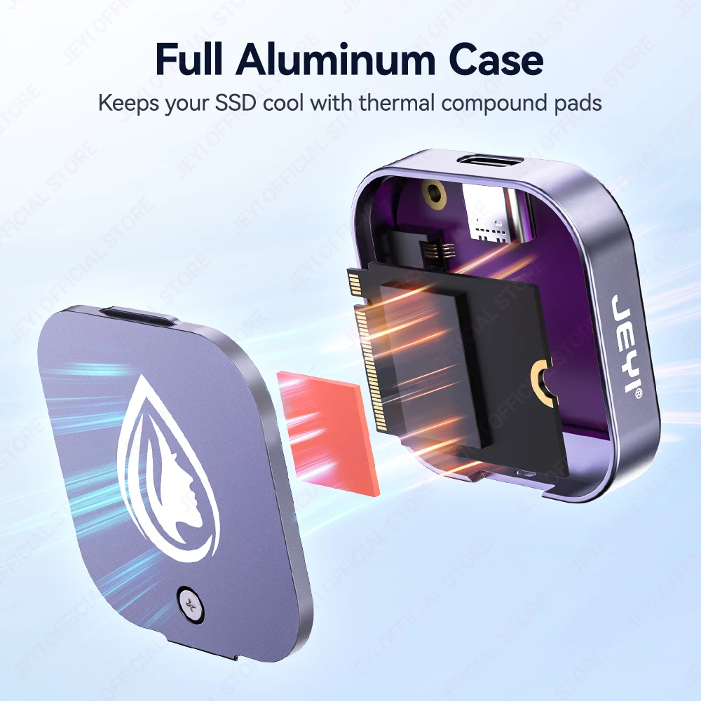 JEYI NVMe M.2 2230 SSD Enclosure（RTL9210）USB 3.2 10Gbps External Hard Drive Case Support 4TB for NVMe PCIe SSD Portable
